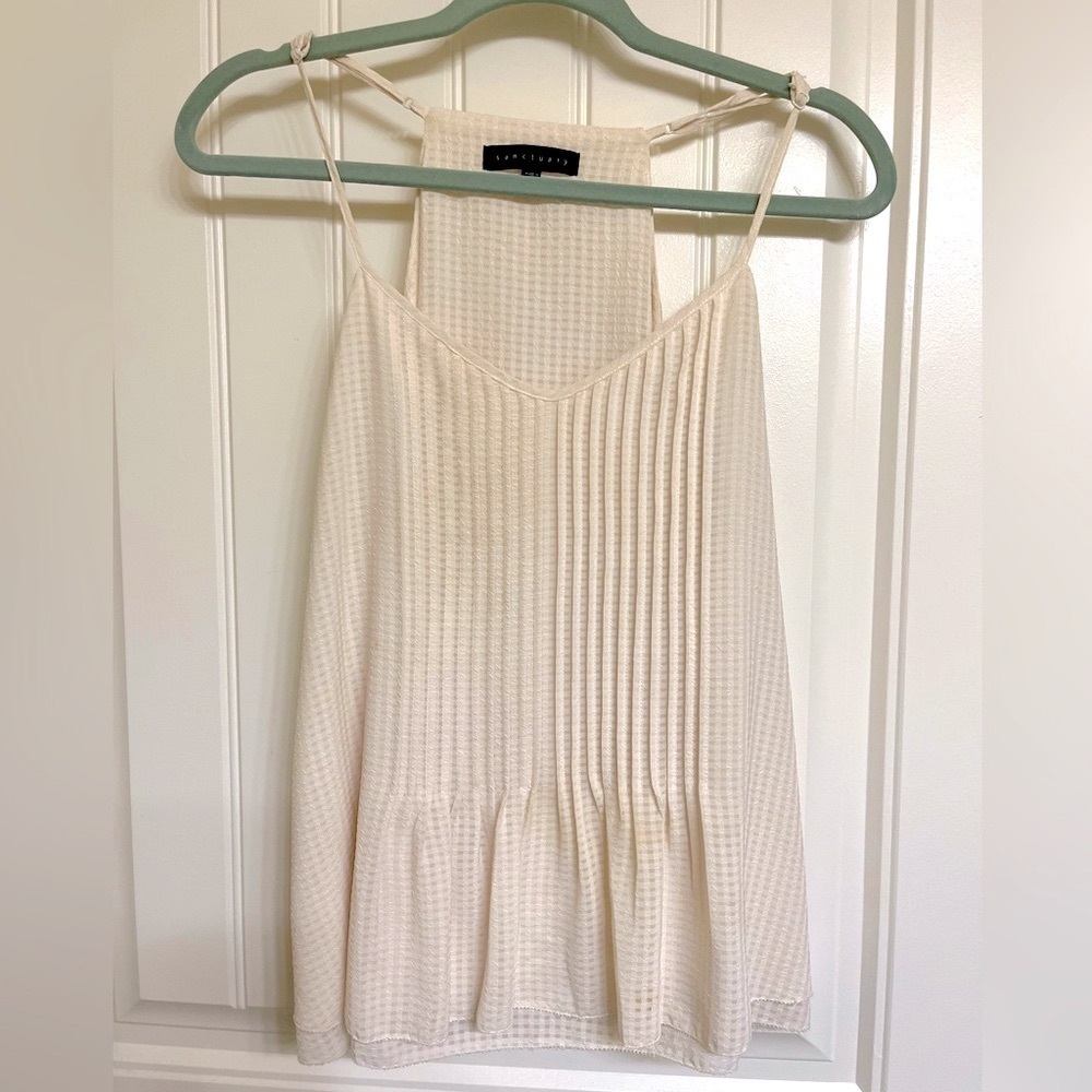 Sanctuary "Fling" Flowy Waffle Knit Tank - Milk White - Size S